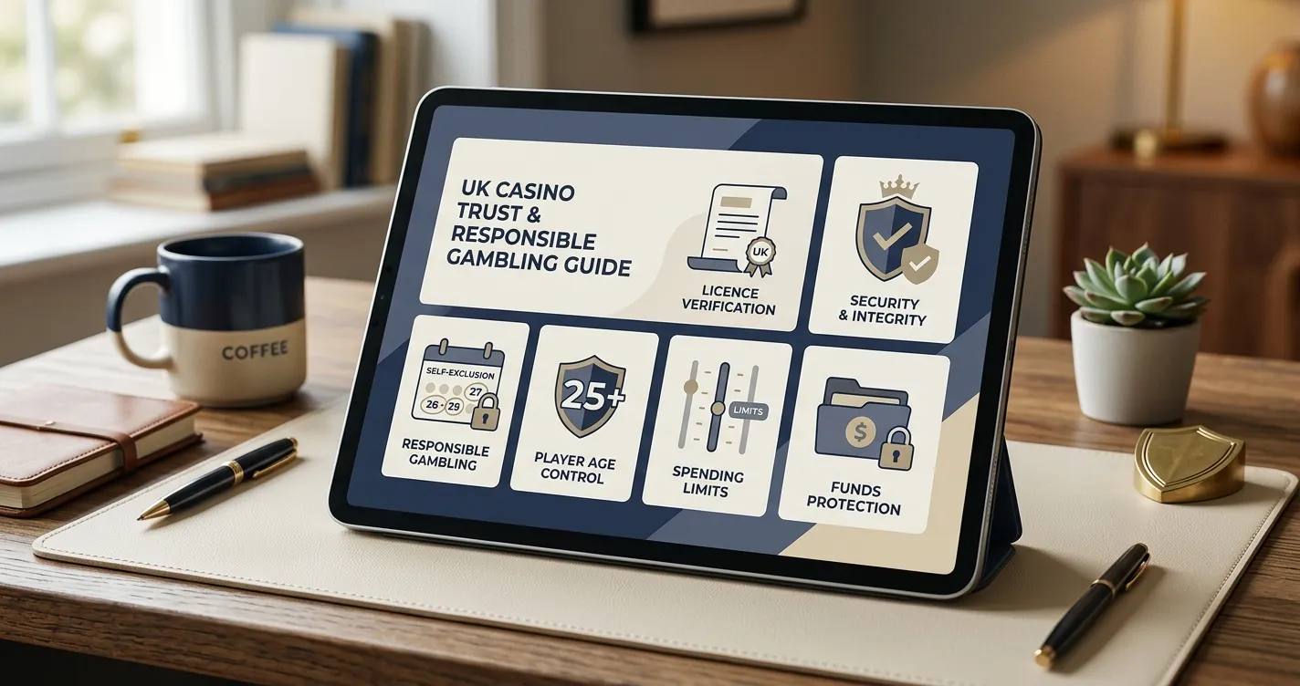 Zodiac Casino UK trust dashboard with UKGC licence, 25+ age, customer funds and responsible-gambling icons
