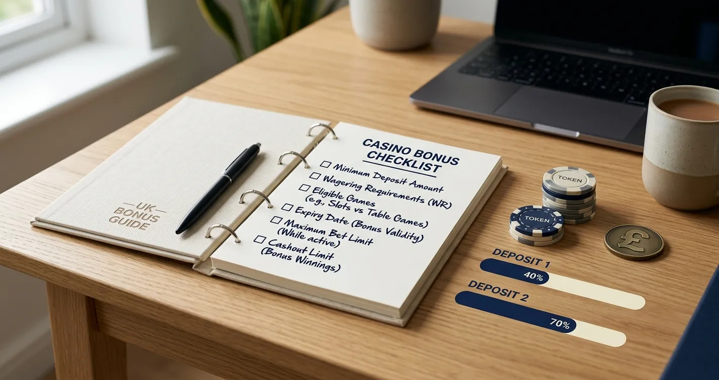Editorial checklist visual for reviewing the Zodiac Casino bonus terms