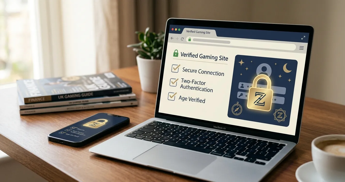 Secure login checklist with lock, browser bar and account safety symbols