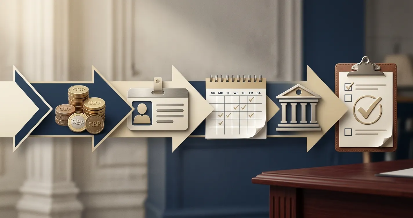 Zodiac Casino withdrawal timeline for UK players: £10 minimum, ID check, calendar and bank icons